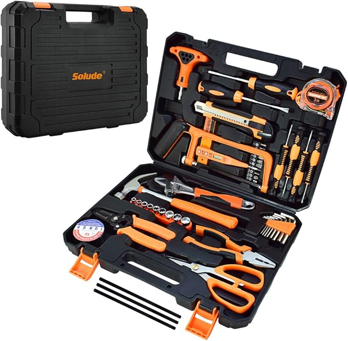SOLUDE Tool Set,48-Piece Home Tool Kit for Men Women Homeowner,Household Basic Tool Set with Case for Home Maintenance and DIY Projects