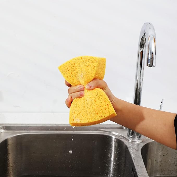 Natural Kitchen Sponges, 2" Thick Heavy Duty Scrub Sponge, 2 Pack | Durable & absorbent,extra large,non-scratching surfaces,ideal for dishes, cookware, pots, pans and bathroom