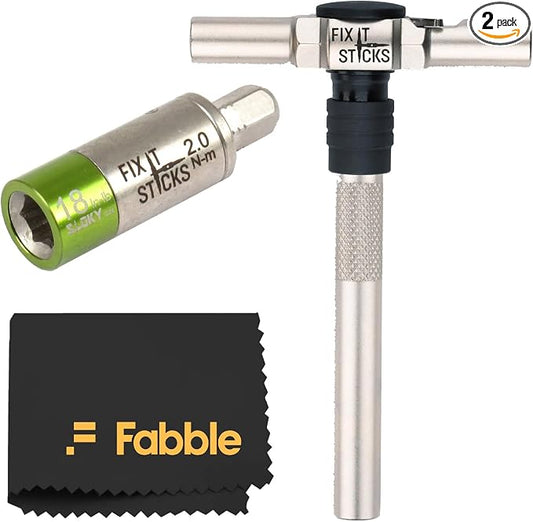 Fix It Sticks Set of 2 tools Bundle - Ratcheting T-Way Wrench & Torque Limiter 18 Inch-lb – Precision Set for Home and Professional Use – with microfiber cloth