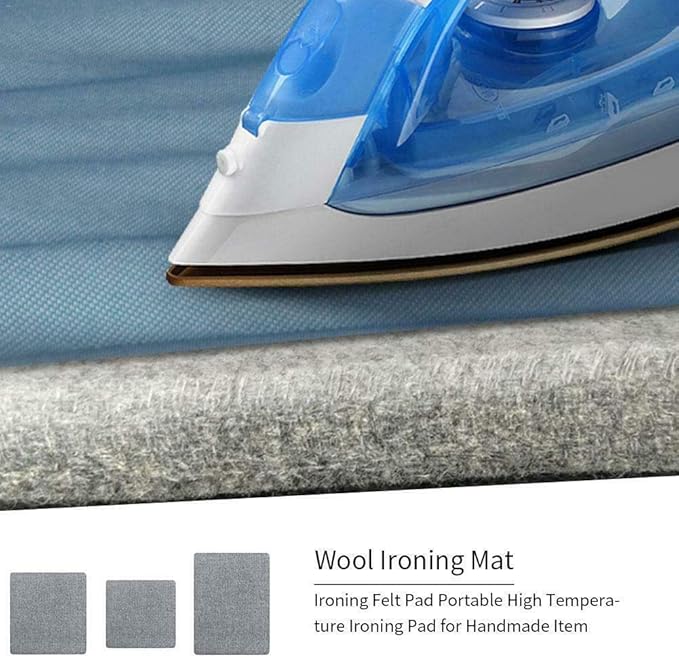 mupai 18 X 12 Wool Pressing Mat for Quilting and Ironing,New Zealand Wool Easy Press Ironing Pad,3 Sizes Option (Grey, 12X18in) (18 X 12in)