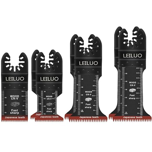 7 Pcs Oscillating Tool Blade Japanese Teeth Extra Long Oscillating Saw Blades for Wood CRV Multitool Blades Set Compatible with DeWalt Makita Milwaukee and More