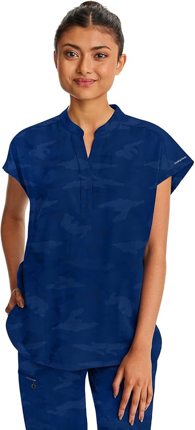 Healing Hands Purple Label Scrub Top for Women Modern Fit Tee | 2 Functional Pockets, Moisture Wicking Fabric, 360° Stretch, Quick Dry Performance, Back Yoke, Rounded Hem, Easy Care