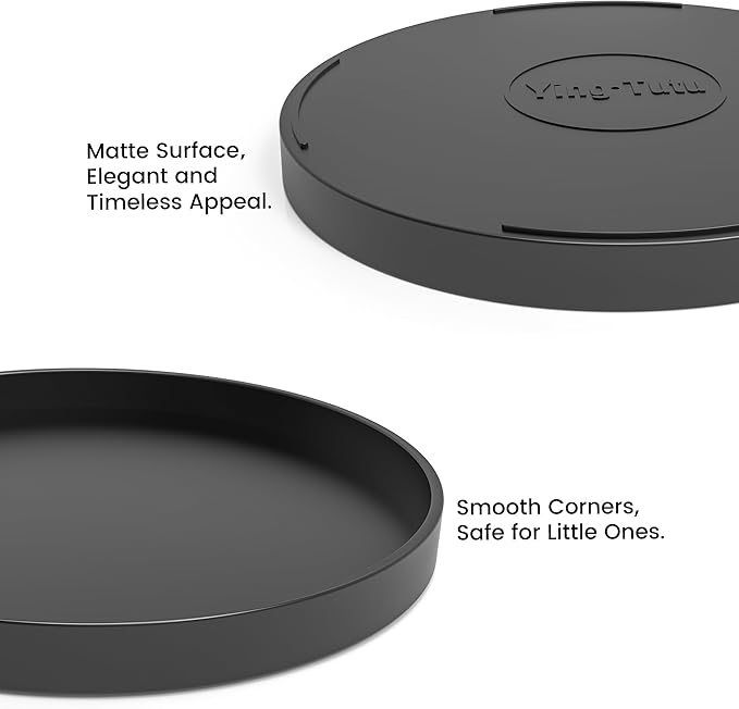 2 Pack 8" Bathroom and Vanity Tray, ABS Bathroom Counter Organizer, Coffee Table Decor for Perfume, Candles, Keys &More. Kitchen Countertop Organizer, Decorative Tray Soap Holder, Black