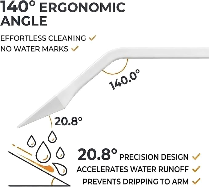 Bathroom Glass Shower Door Squeegee, Silicone & Metal, White, 10"W x 9.2"L | Effortless, Time-Saving, Rustproof, Flexible, High Quality, Efficient, Cost-Effective, Multi-Functional, Wear-Resistant