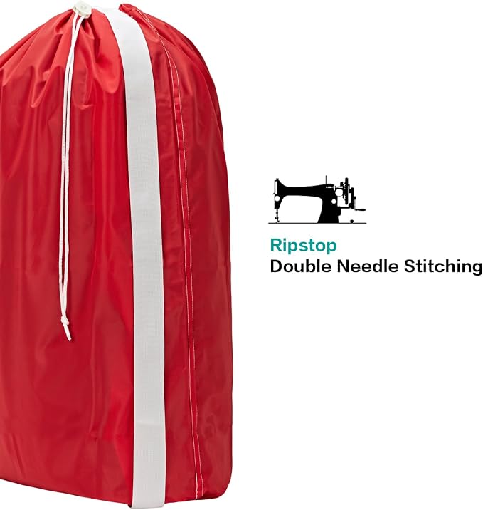 HOMEST XL Nylon Laundry Bag with Strap, Large Dirty Clothes Organizer, Easy Fit a Laundry Hamper or Basket, Can Carry Up to 4 Loads of Laundry, Red | Heavy-duty nylon material supports bulky garments and daily transport between baskets and storage area...
