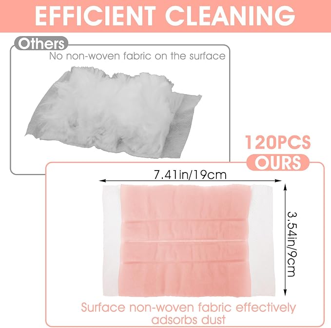 120 Pcs Duster Refills, Electrostatic Disposable Dusters Refills Compatible with Duster, Bulk Heavy Duty Dusters Refill for Blinds Ceiling Fans Furniture Multi-Surface Dusting (Pink)