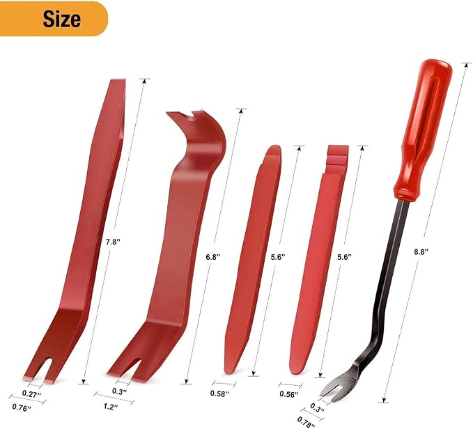 GOOACC 5 PCS Nylon Auto Trim Removal Tool Kit No-Scratch | Removal Tool Kit for Car Panel & Audio Dashboard Dismantle Red