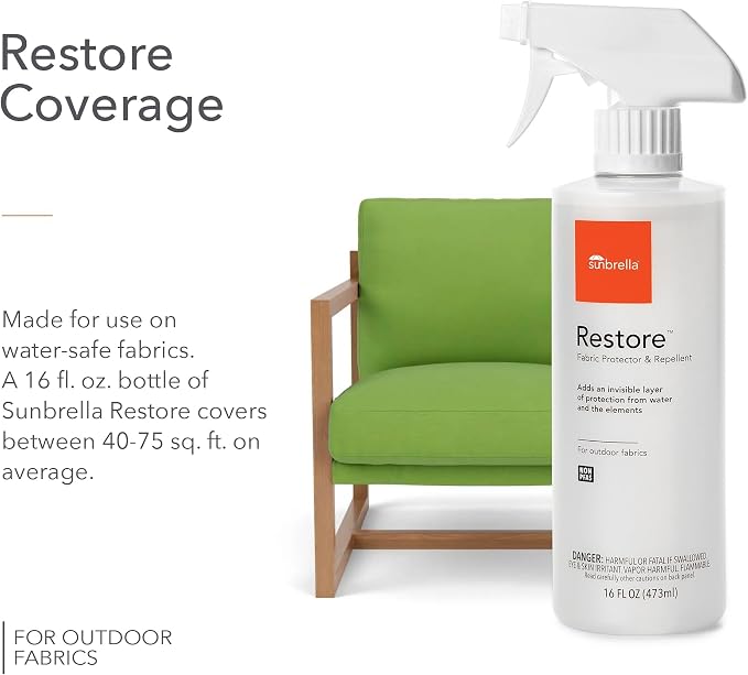 Sunbrella Restore Fabric Protector | Outdoor, Non-PFAS | 16 Fl Oz | Water-Repellent Spray That Revives Water Beading on Cushions and Upholstery; Quick and Easy to Use