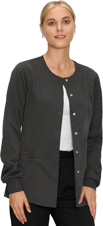 COZYFIT Scrub Jackets for Woman, Snap Front Nurse Jacket | 3 Pockets, Soft Fabric Layer, Easy Shift Layer, Easy Care, For Nurses, Clinics, Daily Medical Uniforms, Shift Wear