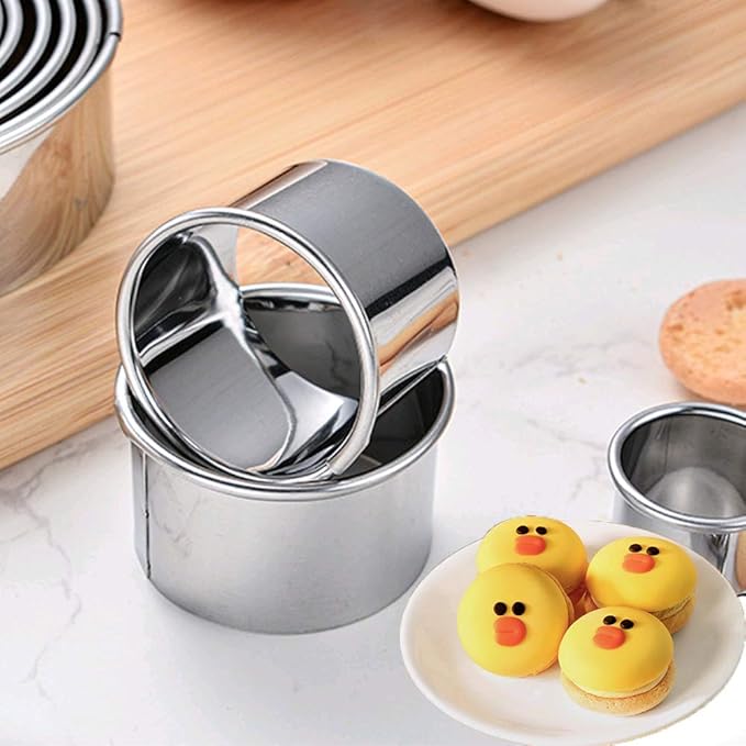 5Pcs Cookie Cutters - Stainless Steel Biscuit Cutters/Dumpling Cutters/Cake Pastry Cutters/Cake Cookie Scone Cutters Molds stamps for Cooking Baking (Round Edge, 5Pcs)