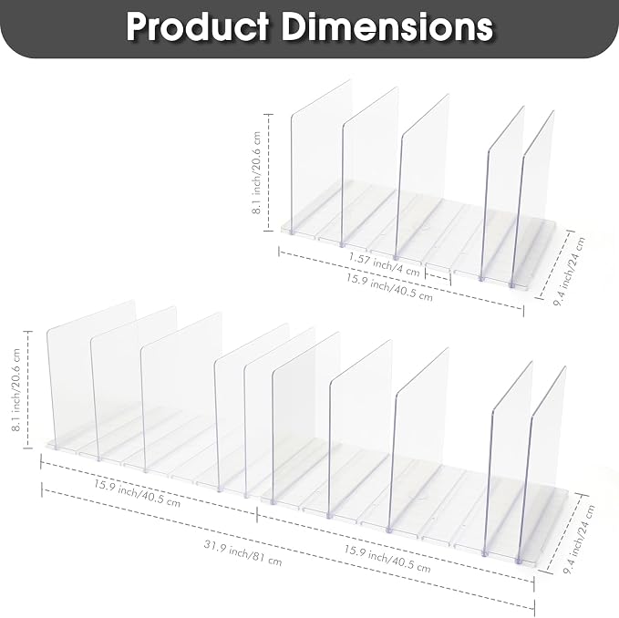 Purse Organizer for Closet, Clear Acrylic Clutch Bag Organizer, Adjustable Shelf Divider for Closet Organizers and Storage, Detachable Handbag Separators Dividers Rack for Bedroom Bathroom Office