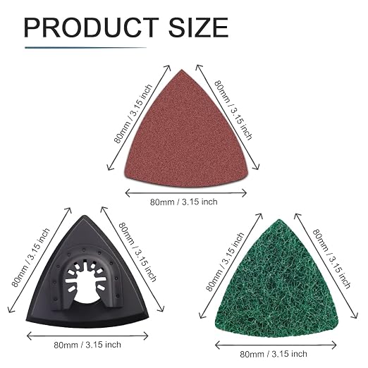 133 Pcs Oscillating Tool Sanding Pads Kit | 125 Sandpaper,2 Triangular Sanding Pads and 6 Triangular Scrubbing Pads for Wood Metal Plaster Surface Polishing Deburring
