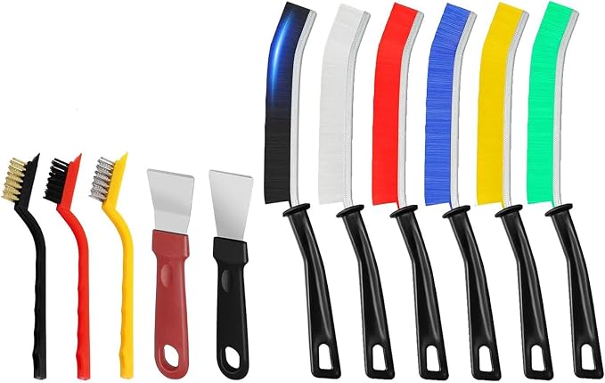 TuTuYa 11PCS Crevice Cleaning Brush Set, Hard Bristle Gap Cleaning Kit for Groove, Window, Tiles, Corner, Faucet, Bathroom, Kitchen, Stove, Pot