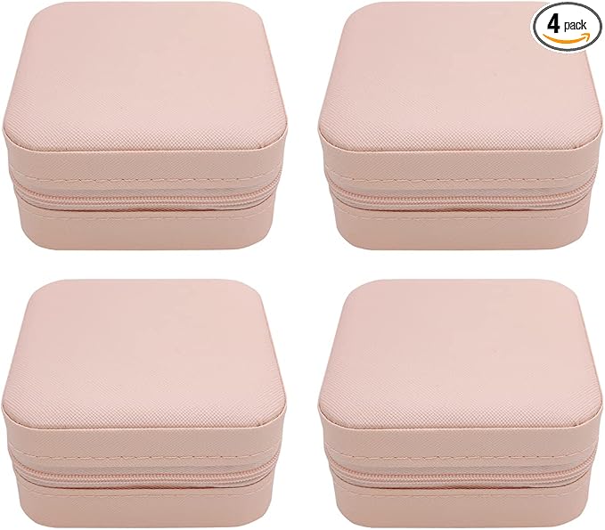 TRODANCE Mini Jewelry Case, Small Travel Jewelry Organizer, Portable Jewelry Box Mini Storage Organizer Display Box For Rings Earrings Necklaces (Pink-4)