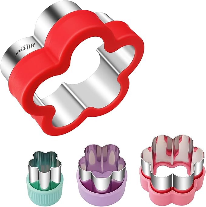 ALLTOP Flower Cookie Cutter Set – 4 Different Sizes of Scalloped Stainless Steel Biscuit Cutters for Baking, Donut, English Muffin, and More