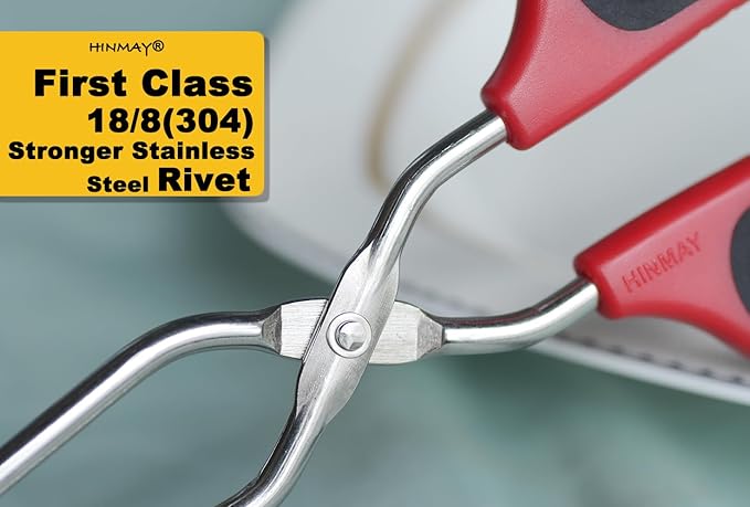 HINMAY 13-Inch Stainless Steel Scissor Tongs with Comfort-Grip Handle