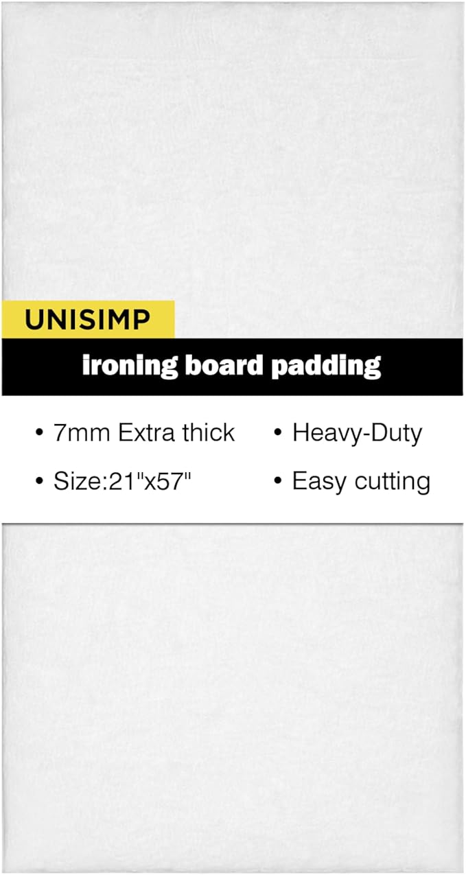 Unisimp Ironing Board Padding Only, Heavy Duty Standard Ironing Board Pad Replacement, Cut-to-Fit for Standard, Wide & Large Board Sizes up to 21 x 57 Inches