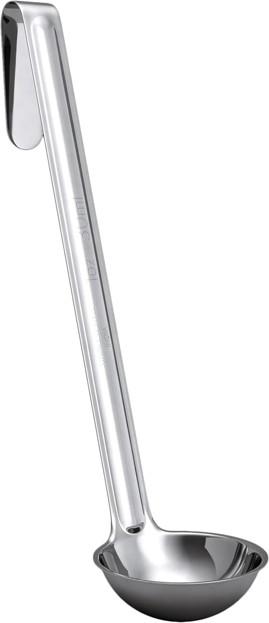 Super Sturdy, Ergonomic 1 Oz. Soup Ladle 1 Pk. Stainless Steel Ladles with Long Handles. Best Kitchen Accessories for Stirring, Portioning and Serving Soups, Chili and Stew in Restaurants and at Home