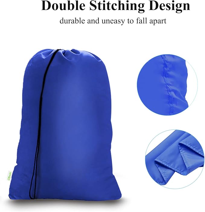OTraki 2Pack Laundry Bag 28x45 inch Drawstring Laundry Basket Hamper Line Bag XXL Large Dirty Clothes Storage Travel Bag Machine Washable for Camp, Drying Do Not Exceed 176℉ Blue&Black | XXL Large Dirty Clothes Storage Travel Bag Machine Washable for C...