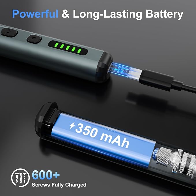 STREBITO Electric Screwdriver, 67 in 1 Mini Electric Screwdriver | 50 S2 Magnetic Bits, 5 Torque Settings, 4 LED Lights, Precision Screwdriver Set for Laptop, Computer & Electronics Repair