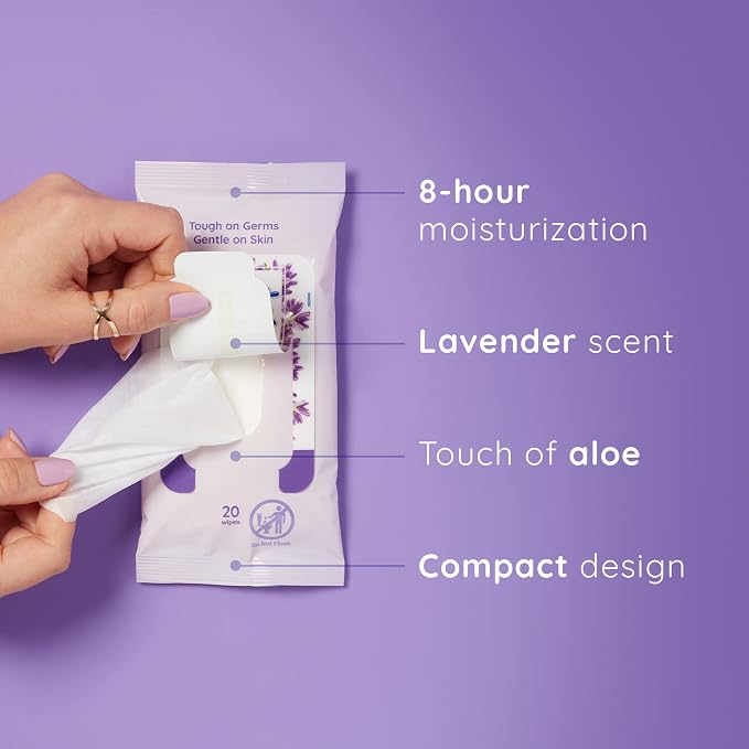Wet Ones Antibacterial Lavender Hand Wipes | Travel Wipes Case, Moisturizing | 20 ct. Travel Size Wipes (10 pack)