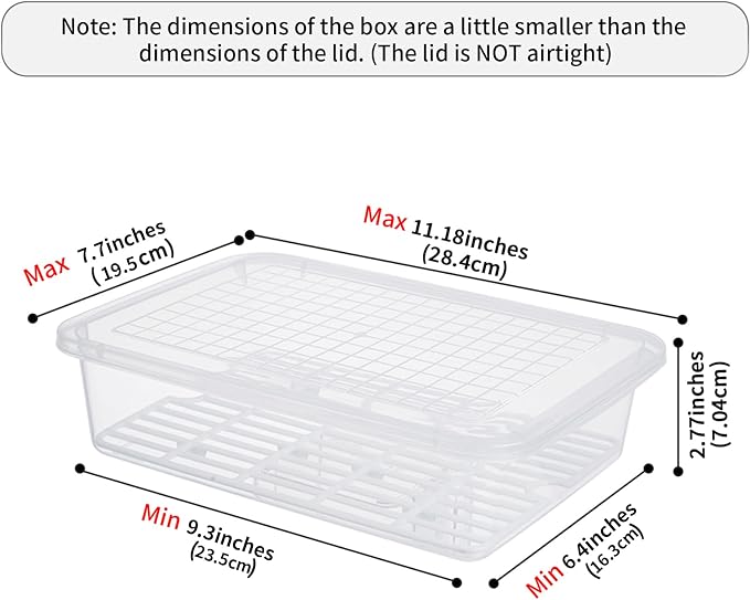 77L Food Storage Container, (3-Pack) Plastic Food Containers with Removable Drain Plate and Lid, Stackable Portable Freezer Storage Containers - Tray to Keep Fruits, Vegetables, Meat and More