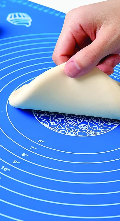 Silicone Baking Mat with Measurements, Pastry Rolling, Counter Mat, Dough Rolling Mat, Oven Liner, 25" x 18", Blue