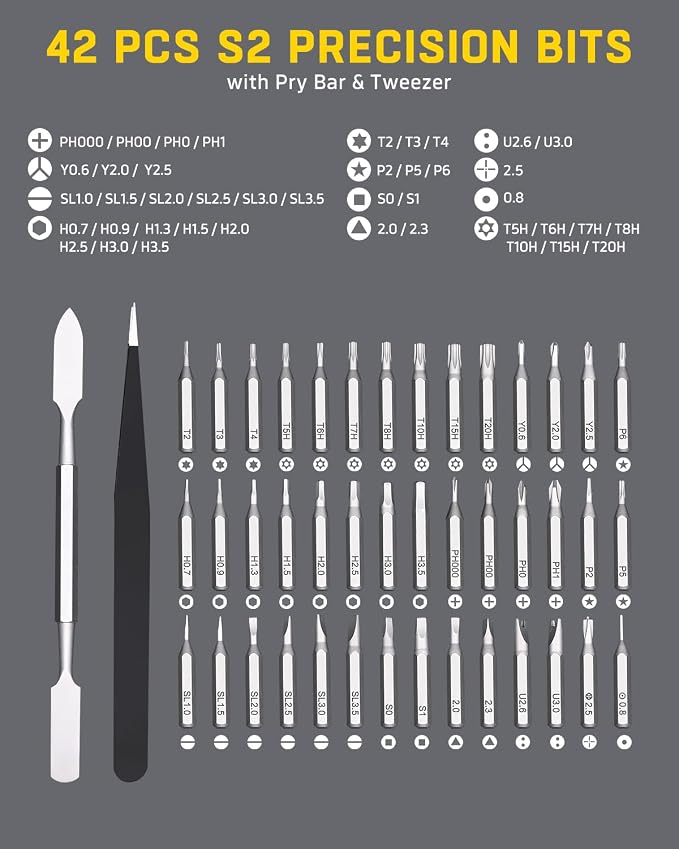 Banshu Precision Screwdriver Set, 46 in 1 Small Screwdriver Set with Case, Torx Star Pentalobe Screwdriver Bits, Magnetic Mini Repair Tool Kit for Glasses, Watch, Phone, Laptop, Macbook, PC, PS5, Toys