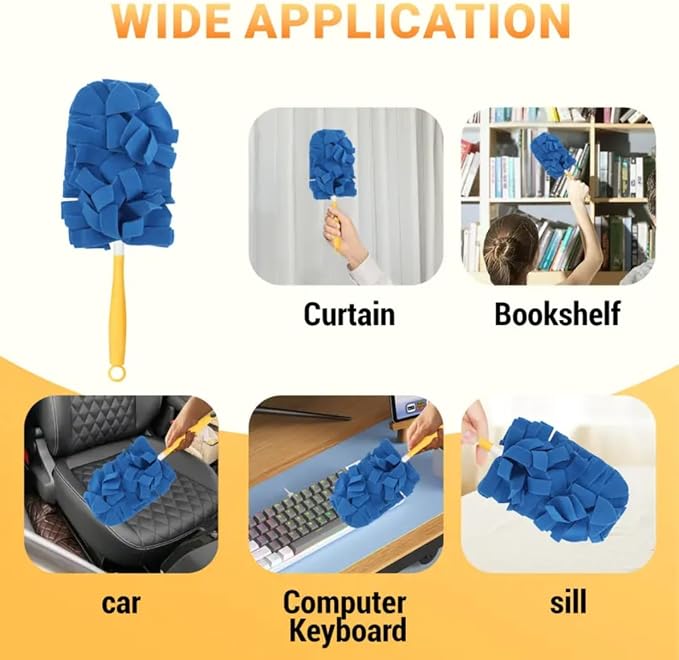 Reusable Duster Refill Compatible with Swiffer - 5 Pack 360° Electrostatic Duster Refills with Handle - Heavy Duty Dusters Refills for Dust, Hair, Furniture, Blinds & Ceiling Fans