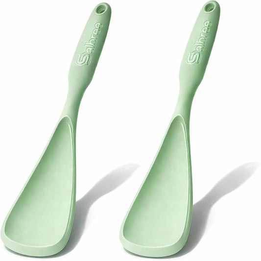 Silicone Spoon Spatula for Cooking - Multifunction Scoop Spatula Spoonula - Heat Resistant Cooking Spoon for Nonstick Cookware - Large Silicone Kitchen Spoon - Seamless Design (Mint,2pcs)