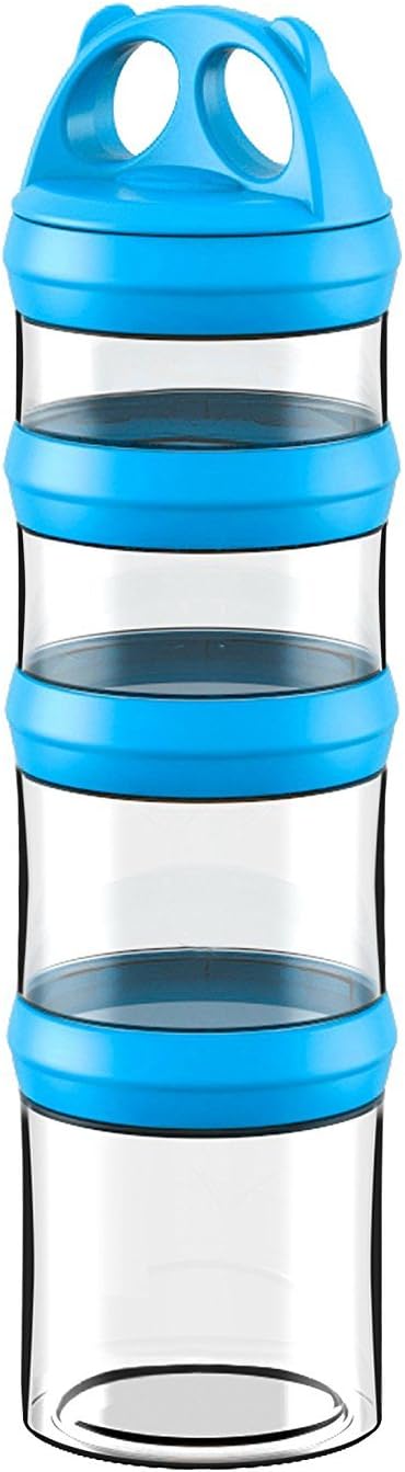 SELEWARE Blue Stackable Snack Containers for Kids Toddlers Adults, 31oz | Portable Food Storage Containers for Snacks Formula Powder Drinks and Travel, Twist Lock System Airtight Leak-proof BPA Free