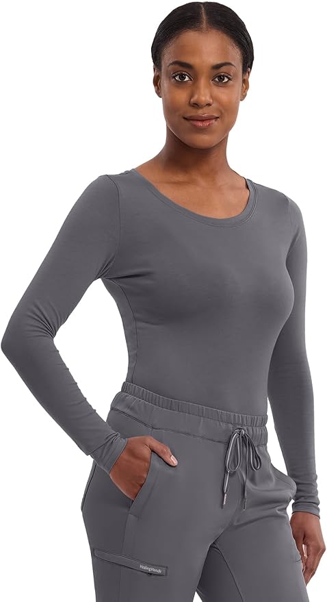 Healing Hands Underscrub Long Sleeve Women Knits Scrub Tops | Soft Cotton Blend Knit, Breathable Stretch Comfort, Machine Wash, Easy Care Fabric, Ideal For Layering Under Scrubs