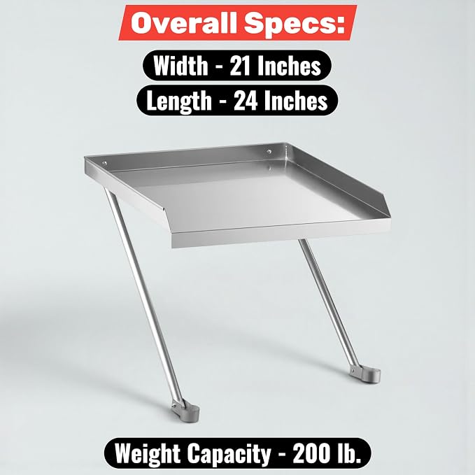 21" x 24" Commercial Stainless Steel Detachable Drainboard for Utility Sinks, Heavy Duty 18 Gauge Type 304 Sink Drain Board, Side Mounted Dish Drying Shelf, Sloped Drainage Tray