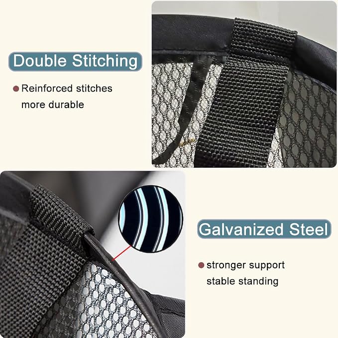 2Pack Mesh Pop Up Laundry Hamper, Foldable Laundry Basket with Side Pocket for Bedroom, Laundry Room, Travel, Cruise (Black+Blue)