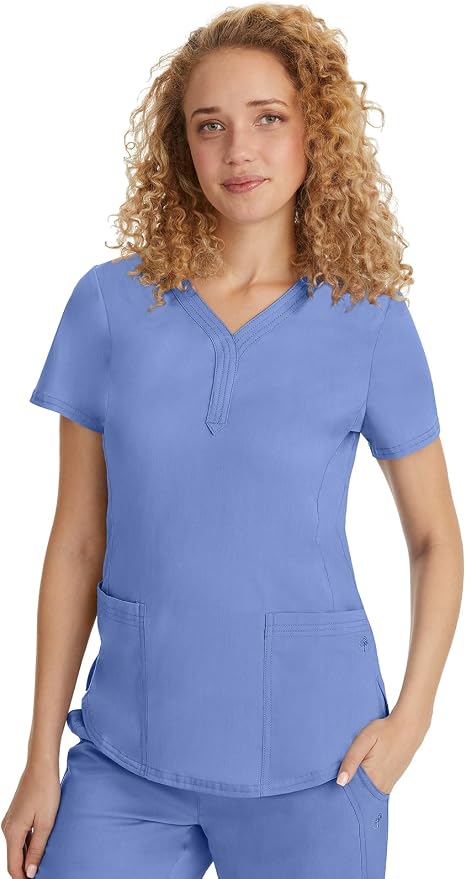 Healing Hands Purple Label Jane Scrub Top for Women Y-Neck Design | 2 Patch Pockets, Slim Fit Side Vents, Fitted Shirttail Silhouette, Breathable Comfort, Easy Care Fabric, Made for Every Shift
