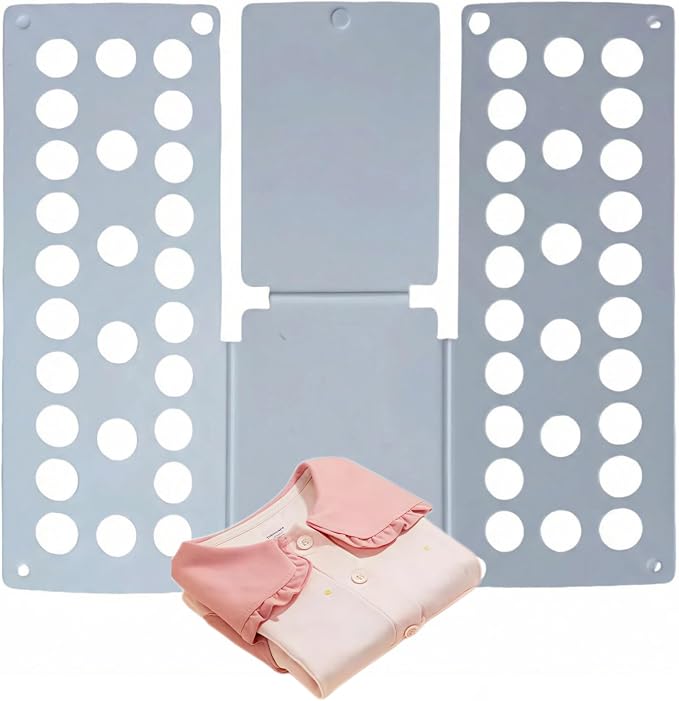 Mini Toddler Shirt Folding Board - Ages 1-7 Gray, Builds Independence | great for Montessori laundry, lightweight PP, smooth rounded edges, quick & simple, develops confidence & skills, stores flat