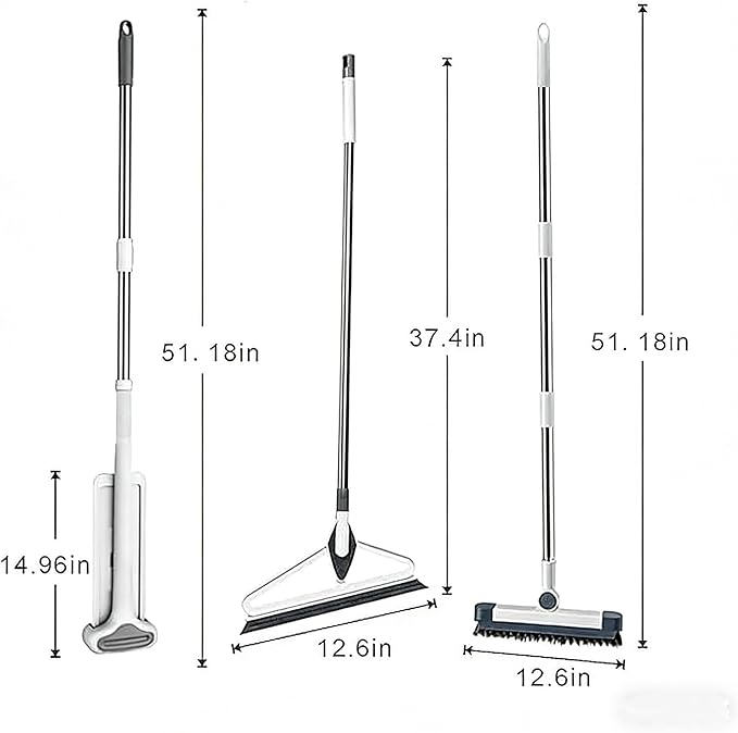 Hands-Free Self Wringing Flat Mop - Microfiber Floor Cleaning Tool with Washable Pads, Scrub Brush, Squeegee (1 Mop+6 Pads+1 Brush+1 Glass Wiper)