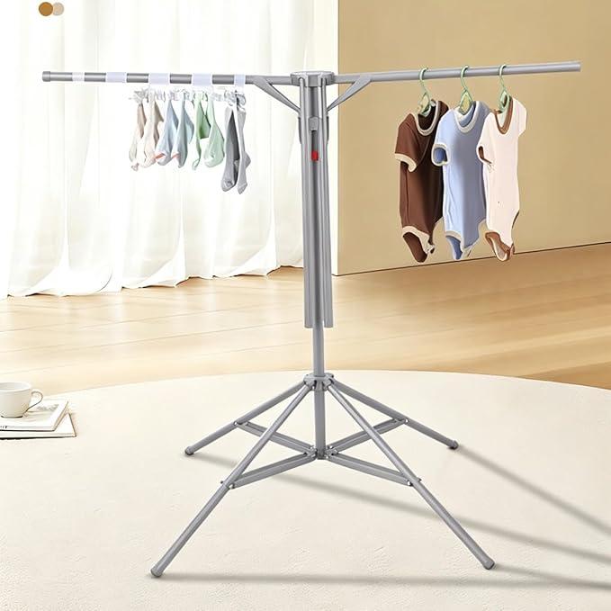 Drying Rack Clothes Outdoor Portable Foldable Laundry Drying Rack Collapsible with Hanger Indoor, Metal