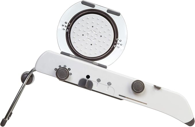 PL8 Professional Mandoline - Versatile Slicer with Adjustable Straight, Waffle, and Julienne Blades, Extra-Wide Stainless Steel Deck, Safety Hand Guard, Non-Skid Feet, and Space-Saving Design