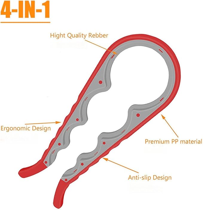 Multi-Grip Jar Opener and Bottle Opener Tool, Ergonomic Design with Non-Slip Handles, (biue)