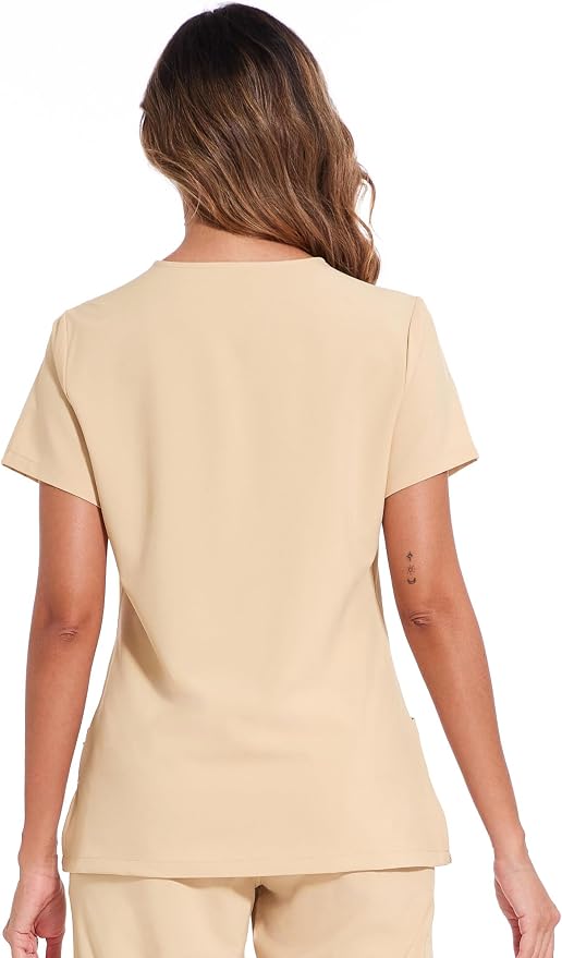 Scrubs Tops for Woman - Soft Stretch, V-Neck Tops | 3 Pockets, Side Split Design, Short Sleeve, Breathable & Lightweight Nursing Shirt, Easy-Care Fabric for All-Day Comfort