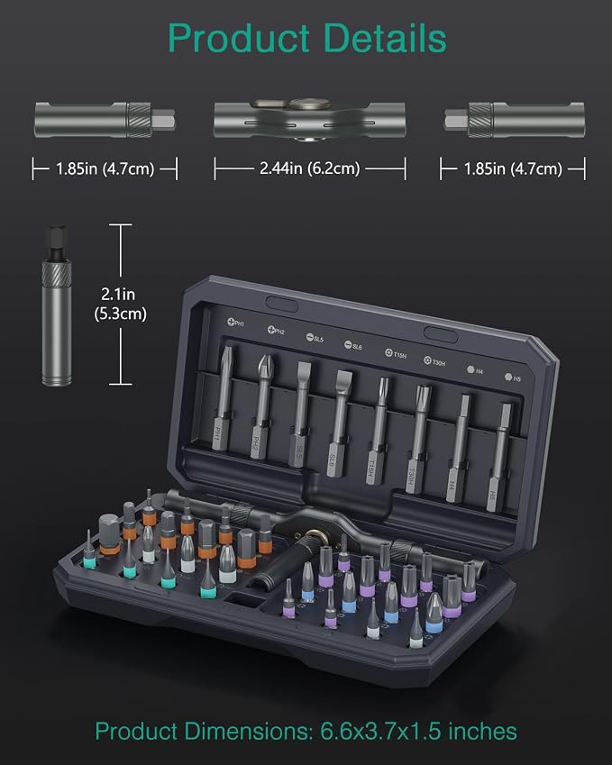 ORIA 42 in 1 Magnetic Screwdriver Set, Multi Bit Ratchet Screwdriver Set With T Handle, Portable DIY Repair Tool Kit for Electronic Repair, Furniture, Bicycle, Computer