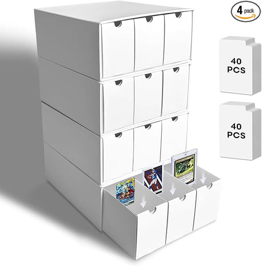 Fageverld Trading Card Storage Box, Top Loaders Storage Box with 80 Dividers, Cardboard Toploader Card Boxes for Sports Card, Baseball, MTG, TCG, Playing Cards, 12 Drawer