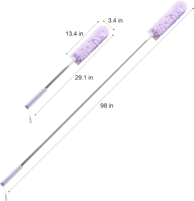 JOYMOOP Ceiling Fan Cleaner Duster and Cobweb Duster with Extension Pole, 28–98 Inch Handle and 6 Refills for High Ceilings and Furniture