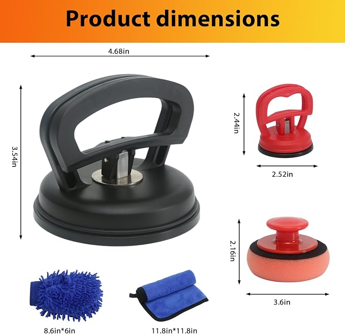 Car Dent Repair Kit, Dent Puller Kit Auto Body Dent Remove, Yellow Suction Cup Dent Puller Car Dent Pop Out Tool Dent Remover