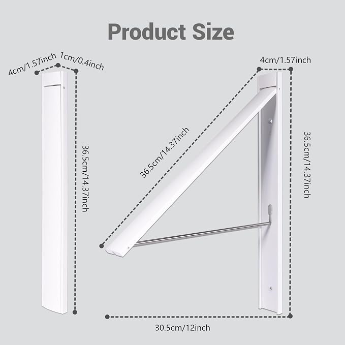 Clothes Drying Rack Folding Indoor,Laundry Room Organization,Wall Mounted Drying Racks for Laundry,Laundry Drying Rack Collapsible,Laundry Drying Rack,Retractable Clothesline (Pearl White)