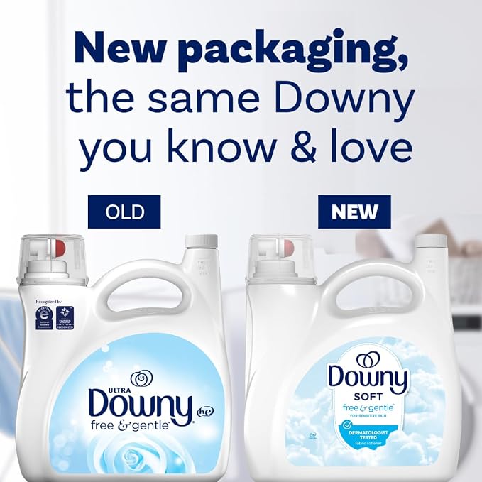 Downy Free & Gentle Liquid Fabric Softener,140 fl oz,190 Loads,Hypoallergenic,Sensitive Skin Friendly Fabric Conditioner Liquid,(Pack of 2)
