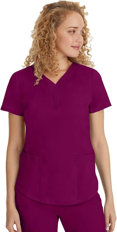 Healing Hands Purple Label Jane Scrub Top for Women Y-Neck Design | 2 Patch Pockets, Slim Fit Side Vents, Fitted Shirttail Silhouette, Breathable Comfort, Easy Care Fabric, Made for Every Shift