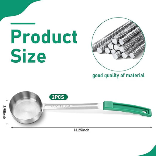 Teenyyou 2 Pcs Portion Control Serving Spoons, Restaurant Measuring Serving Ladle Utensils, Portion Spoons for Weight Loss, Kitchen(Green,4 oz,Solid)