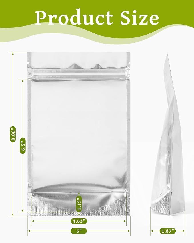 200 Pcs 5"x8" Mylar Bags for Food Storage | Clear Front, Stand-up, Resealable Bags for Small Business Packaging Supplies, Snacks Candy Bath Salts Hand Made Gift Festival